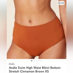 Andie Swim High Waist Bikini Bottom Stretch Cinnamon Brown XS NWT